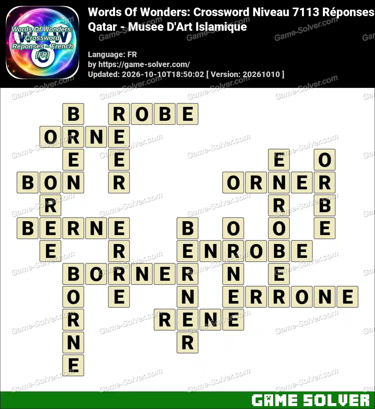 Words Of Wonders: Crossword Niveau 7113 Réponses – Qatar – Musee D’Art Islamique